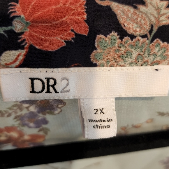 Daniel Rainn DR2 Tie Waist Chiffon Top Kimono Coverup Size 2X Floral - Picture 4 of 17